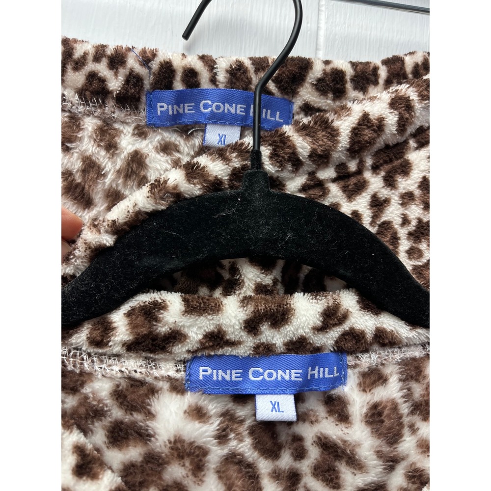 Pine Cone Hill Pajama Pant Set XL Leopard Print Fleece Plush Cozy Winter Cabin - Picture 6 of 7